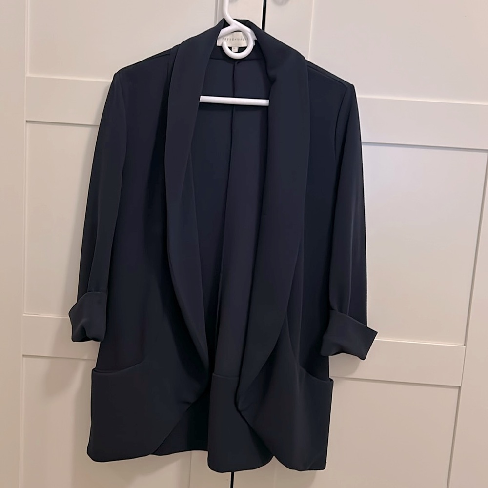 French Mauve Navy Blazer 3/4 sleeve style type “Melanie” size large